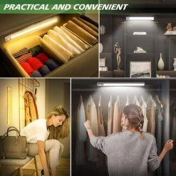 BETTERLIFE Lampe De Placard 160 LED Lumière D'Armoire Eclairage Placard Détecteur De Mouvement Rechargeable USB Gradation En Continu 3 Modes D’Éclairage Automatique Eclairage -Promos Réglette & réglette LED Boutique 37661313 5