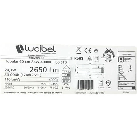 SIEMENS Lucibel TBN2406.ST Led Tubulaire Luminaire étanche 60cm 24W 4000K Ip65 Std 50000h Ø90 - Blanc 3 SIEMENS Lucibel TBN2406.ST Led Tubulaire Luminaire étanche 60cm 24W 4000K Ip65 Std 50000h Ø90 - Blanc – Image 3