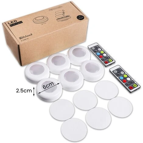 AUGIENB Lot De 6 Spots Sous Meuble LED éclairage Armoire élément Cuisine Spots En Saillies Multicouleur + Télécommande Rvb 2 AUGIENB Lot De 6 Spots Sous Meuble LED éclairage Armoire élément Cuisine Spots En Saillies Multicouleur + Télécommande Rvb – Image 2