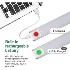 ECHOO Lampe à Détecteur De Mouvement Pour Intérieur Avec 3 Couleurs Changeantes, Veilleuse Avec Batterie Rechargeable Par USB 60 LED, Pour Armoire, Escalier, Cuisine, Mur, Etc. [Classe énergétique A+++] -Promos Réglette & réglette LED Boutique 40118125 4