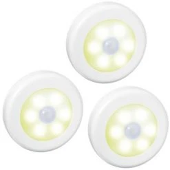BETTERLIFE Lot De 3 Lampes LED à Détecteur De Mouvement, Sans Fil, Alimentées Par Piles, à Coller N'importe Où, éclairage D'escalier, Couloir, Salle De Bain, Cuisine, Armoire, Escaliers (lumière Chaude)