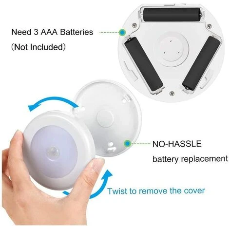 BETTERLIFE Lot De 3 Lampes LED à Détecteur De Mouvement, Sans Fil, Alimentées Par Piles, à Coller N'importe Où, éclairage D'escalier, Couloir, Salle De Bain, Cuisine, Armoire, Escaliers (lumière Chaude) 2 BETTERLIFE Lot De 3 Lampes LED à Détecteur De Mouvement, Sans Fil, Alimentées Par Piles, à Coller N'importe Où, éclairage D'escalier, Couloir, Salle De Bain, Cuisine, Armoire, Escaliers (lumière Chaude) – Image 2
