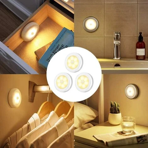 BETTERLIFE Lot De 3 Lampes LED à Détecteur De Mouvement, Sans Fil, Alimentées Par Piles, à Coller N'importe Où, éclairage D'escalier, Couloir, Salle De Bain, Cuisine, Armoire, Escaliers (lumière Chaude) 3 BETTERLIFE Lot De 3 Lampes LED à Détecteur De Mouvement, Sans Fil, Alimentées Par Piles, à Coller N'importe Où, éclairage D'escalier, Couloir, Salle De Bain, Cuisine, Armoire, Escaliers (lumière Chaude) – Image 3