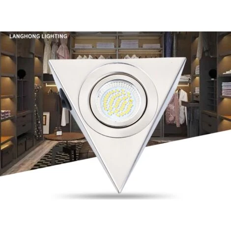 TRIOMPHE TTIO Sous La Lumière Du Cabinet 145x125x40mm Triangle Shelf Lumière En Acier Inoxydable Lumière Blanche Sous La Lumière De La Lampe De Placard (Température De Couleur : 4000K) 3 TRIOMPHE TTIO Sous La Lumière Du Cabinet 145x125x40mm Triangle Shelf Lumière En Acier Inoxydable Lumière Blanche Sous La Lumière De La Lampe De Placard (Température De Couleur : 4000K) – Image 3