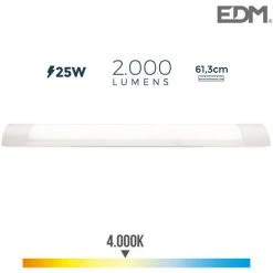 EDM Réglette LED 25W 61cm Blanc - Blanc Naturel 4000K