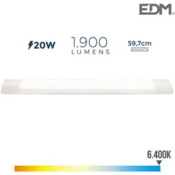 EDM Réglette LED 20W 59,7cm Blanc - Blanc Du Jour 6400K