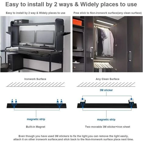 BETTERLIFE BETTE Lot De 2 Lampes D'armoire à Détecteur De Mouvement à LED, 150LM, Lampes De Cuisine Avec Batterie Rechargeable, éclairage USB, Auto/marche/arrêt 3 BETTERLIFE BETTE Lot De 2 Lampes D'armoire à Détecteur De Mouvement à LED, 150LM, Lampes De Cuisine Avec Batterie Rechargeable, éclairage USB, Auto/marche/arrêt – Image 3