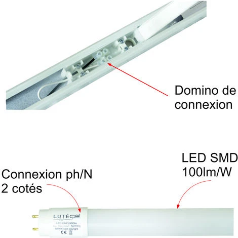 LUTECE-ARC Boitier IP20 120cm + Tube LED 18W 1x18W 1800lm 6500K 2 LUTECE-ARC Boitier IP20 120cm + Tube LED 18W 1x18W 1800lm 6500K – Image 2