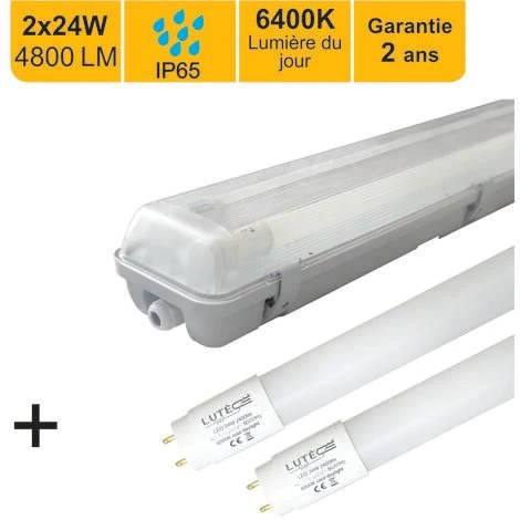 LUTECE-ARC Boitier étanche Traversant 150cm + 2 Tubes LED 2x24W 4800lm 6500K 1 LUTECE-ARC Boitier étanche Traversant 150cm + 2 Tubes LED 2x24W 4800lm 6500K