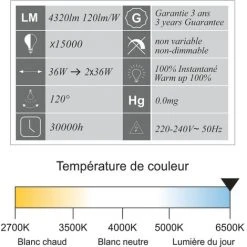 LUTECE-ARC Réglette LED Intégrée IP20 36W 4320lm - 6500K Lumière Du Jour 6 LUTECE-ARC Réglette LED Intégrée IP20 36W 4320lm - 6500K Lumière Du Jour -Promos Réglette & réglette LED Boutique 43459922 3