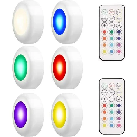 LED Éclairage Sous Meuble Cuisine Spot LED Lampe De Placard Sans Fil Avec Télécommande, Lot De 6 Irisfr (Multicolore) 1 LED Éclairage Sous Meuble Cuisine Spot LED Lampe De Placard Sans Fil Avec Télécommande, Lot De 6 Irisfr (Multicolore)