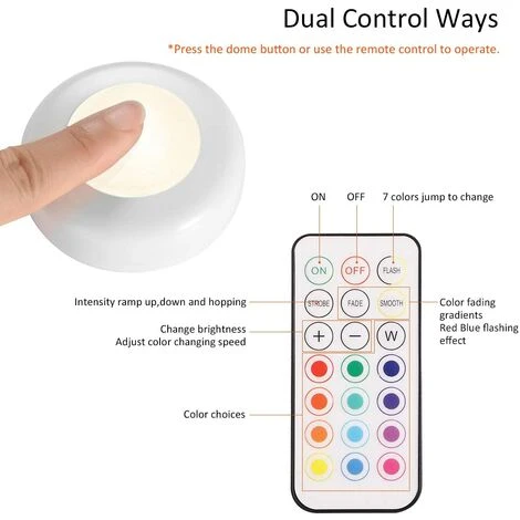 LED Éclairage Sous Meuble Cuisine Spot LED Lampe De Placard Sans Fil Avec Télécommande, Lot De 6 Irisfr (Multicolore) 2 LED Éclairage Sous Meuble Cuisine Spot LED Lampe De Placard Sans Fil Avec Télécommande, Lot De 6 Irisfr (Multicolore) – Image 2
