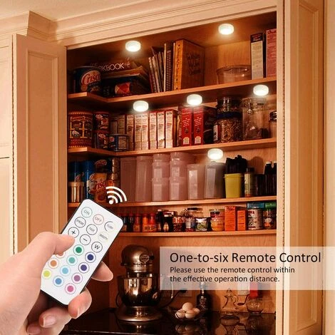 LED Éclairage Sous Meuble Cuisine Spot LED Lampe De Placard Sans Fil Avec Télécommande, Lot De 6 Irisfr (Multicolore) 3 LED Éclairage Sous Meuble Cuisine Spot LED Lampe De Placard Sans Fil Avec Télécommande, Lot De 6 Irisfr (Multicolore) – Image 3