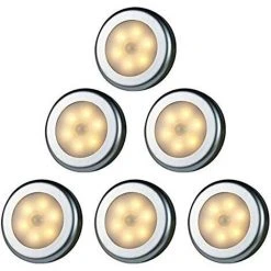 Lampe LED Sans Fil Avec Détecteur De Mouvement Pour Placard, Escalier, Couloir, Cuisine, Chambre à Coucher (6pcs) Irisfr (coquille D'argent (lumière Chaude)