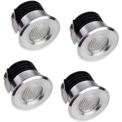 Mini Spots LED Encastrables, 3 W, Blanc Chaud, Pour Vitrine, Station D'intérieur, éclairage De Plaque De Plâtre, Avec Transformateur Lot De 4 Irisfr（argent)