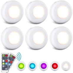 Elfeland 6X Sous Armoire S'allume Placard Cuisine Comptoir LED Rondelle Lumière + Télécommande Rvb Jmax -Promos Réglette & réglette LED Boutique 44650819 3