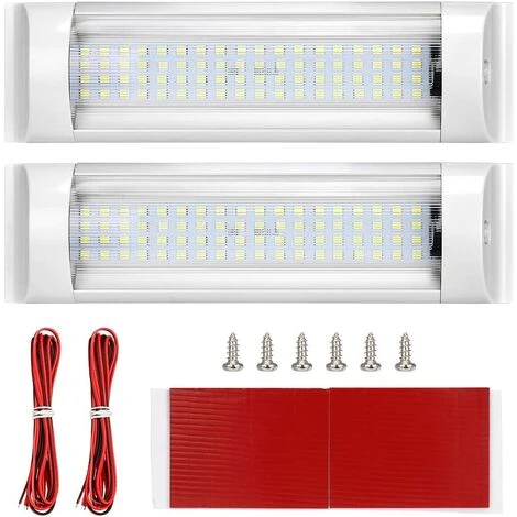 SUN FLOWERIT Éclairage Intérieur, Lampes LED De Plafonnier, Éclairage De Toit 12V-80V 72 LED 6000K Pour Camping Car/Remorque/Camionnette/Bateau Avec Interrupteur Marche/arrêt Blanc(2 Pcs) 1 SUN FLOWERIT Éclairage Intérieur, Lampes LED De Plafonnier, Éclairage De Toit 12V-80V 72 LED 6000K Pour Camping Car/Remorque/Camionnette/Bateau Avec Interrupteur Marche/arrêt Blanc(2 Pcs)