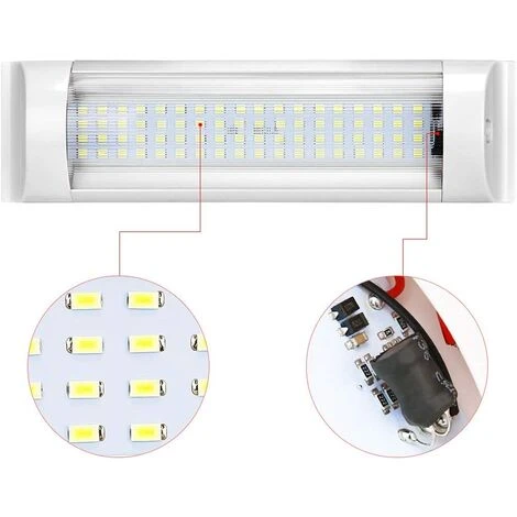 SUN FLOWERIT Éclairage Intérieur, Lampes LED De Plafonnier, Éclairage De Toit 12V-80V 72 LED 6000K Pour Camping Car/Remorque/Camionnette/Bateau Avec Interrupteur Marche/arrêt Blanc(2 Pcs) 3 SUN FLOWERIT Éclairage Intérieur, Lampes LED De Plafonnier, Éclairage De Toit 12V-80V 72 LED 6000K Pour Camping Car/Remorque/Camionnette/Bateau Avec Interrupteur Marche/arrêt Blanc(2 Pcs) – Image 3