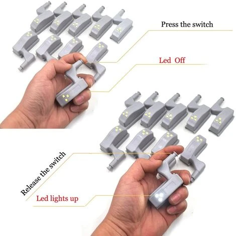 VERSAILLESFR 10 Pcs Led Cabinet Lumière 12v 23A Batterie Alimenté Capteur D'éclairage Auto Off/sur Pour Cuisine à Domicile Placard, Armoire, Salon, Placard Chambre, Armoire LED Charnière Lumières De Nuit -Versailles 3 VERSAILLESFR 10 Pcs Led Cabinet Lumière 12v 23A Batterie Alimenté Capteur D'éclairage Auto Off/sur Pour Cuisine à Domicile Placard, Armoire, Salon, Placard Chambre, Armoire LED Charnière Lumières De Nuit -Versailles – Image 3