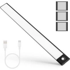 BRIDAY Lampe De Placard 72 LEDs,Réglette LED Sans Fil,Veilleuse à Induction Rechargeable USB,Lumière D'Armoire Eclairage Placard Détecteur De Mouvement Pour Chevet Cuisine Etagères Armoires Couloir Escalier [Classe énergétique A+++]