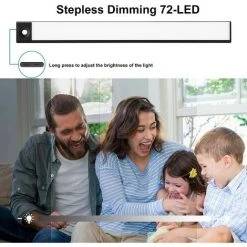 BRIDAY Lampe De Placard 72 LEDs,Réglette LED Sans Fil,Veilleuse à Induction Rechargeable USB,Lumière D'Armoire Eclairage Placard Détecteur De Mouvement Pour Chevet Cuisine Etagères Armoires Couloir Escalier [Classe énergétique A+++] -Promos Réglette & réglette LED Boutique 49094889 3
