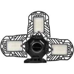 KARTOKNER Éclairage De Garage à LED,120W 12000LM E26 Deformable Lampe Avec 4 Panneaux Ajustables 3200K Hight Bay Light,Plafonnier LED Pour Garage Sous-sol Atelier Cave(Lumière Chaude)
