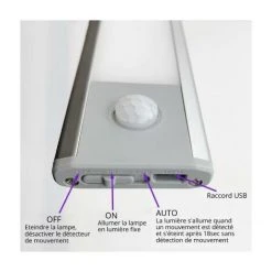 SILAMP Réglette LED Rechargeable USB 40cm IP40 Avec Détecteur De Mouvement - Blanc Neutre 4000K - 5500K 8 SILAMP Réglette LED Rechargeable USB 40cm IP40 Avec Détecteur De Mouvement - Blanc Neutre 4000K - 5500K -Promos Réglette & réglette LED Boutique 50238387 4