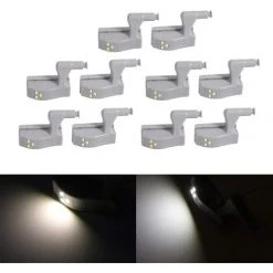 SUPERMARKET 10pcs Lumière De Placard Charnière LED Lumière Du Capteur Lampe De Nuit Penderie Cabinet Armoire Veilleuse(Blanc Chaud)，Superma -Promos Réglette & réglette LED Boutique 51013799 5