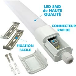 ARUM LIGHTING Lot De 8 Reglettes LED Etanche 24W 120cm IP65 Eq200W PANAMA | Température De Couleur: Blanc Neutre 4000K -Promos Réglette & réglette LED Boutique 51143935 3