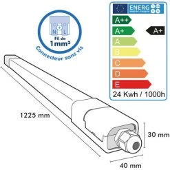ARUM LIGHTING Lot De 8 Reglettes LED Etanche 24W 120cm IP65 Eq200W PANAMA | Température De Couleur: Blanc Neutre 4000K -Promos Réglette & réglette LED Boutique 51143935 5