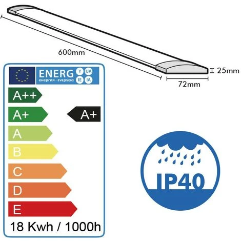 ECLAIRAGE DESIGN Lot De 4 Réglettes LED Extra Plate LINE 18W IP40 1800Lm 60cm | Température De Couleur: Blanc Neutre 4000K 5 ECLAIRAGE DESIGN Lot De 4 Réglettes LED Extra Plate LINE 18W IP40 1800Lm 60cm | Température De Couleur: Blanc Neutre 4000K – Image 5