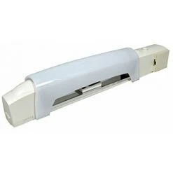 TIBELEC Applique Salle De Bain Blanche Avec Tube Fluo + Interrupteur, Prise Et Diffuseur, Plastique, 13 W, Blanc