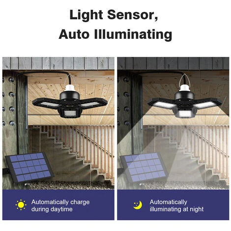 SUPERSELLER Réglette Chantier, Garage Et Cave Lampe Solaire De Garage à LED Pour Intérieur 60 LED Déformables LED Avec Panneau Solaire étanche IP65 Lampe De Plafond à LED Rechargeable à éclairage Automatique Pour Intérieur Yard Gate Shop, 1 Tête & Blanc Chaud - 1 Têt 5 SUPERSELLER Réglette Chantier, Garage Et Cave Lampe Solaire De Garage à LED Pour Intérieur 60 LED Déformables LED Avec Panneau Solaire étanche IP65 Lampe De Plafond à LED Rechargeable à éclairage Automatique Pour Intérieur Yard Gate Shop, 1 Tête & Blanc Chaud - 1 Têt – Image 5