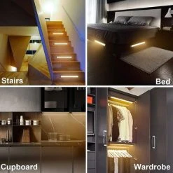 FREOSEN 2pcs Lampe De Placard 69 LEDs Veilleuse Réglette LED Sans Fil Rechargeable USB Lumière D'Armoire Eclairage Placard Détecteur De Mouvement -Promos Réglette & réglette LED Boutique 53578482 4