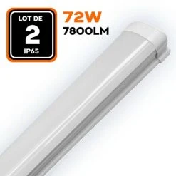 EUROPALAMP LOT DE 2 RÉGLETTES LED 72W 7800LM 120CM ÉTANCHE IP65 BLANC NEUTRE