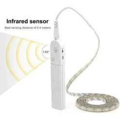 DENUOTOP LED Detecteur Mouvement Capteur, PDGROW étanche Lampe De Placard, 300cm Veilleuse, Bande LED Detecteur, 3000k Pour Meubles, Escalier, Placard, Cuisine, étagère, Armoire, Lit - Blanc Chaud 7 DENUOTOP LED Detecteur Mouvement Capteur, PDGROW étanche Lampe De Placard, 300cm Veilleuse, Bande LED Detecteur, 3000k Pour Meubles, Escalier, Placard, Cuisine, étagère, Armoire, Lit - Blanc Chaud -Promos Réglette & réglette LED Boutique 54995565 3