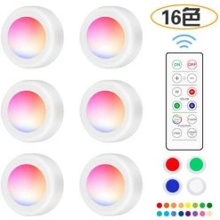 Spot LED Sans Fil Autocollant - Dimmable RGB Lampe Placard A Pile Avec Telecommande Eclairage Batterie Armoire Lumiere Cuisine Sous Meuble LED Vitrine Veilleuse Réglable Pour Chambre Escalier Miroir, Betterlife