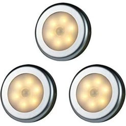 BEARSU Lampe LED Sans Fil Avec Détecteur De Mouvement Pour Placard, Escalier, Couloir, Cuisine, Chambre à Coucher (3pcs) (coquille D'argent (lumière Chaude)