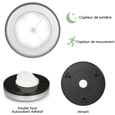 LRISHOM 3/6 Pcs Led Ultra-Lumineuses à Détecteur De Mouvement Magnétique Lampe De Nuit Murale Sans Fil à Piles Avec Tampon Adhésif Double Face, 6 Pcs - 6 Pcs 3 LRISHOM 3/6 Pcs Led Ultra-Lumineuses à Détecteur De Mouvement Magnétique Lampe De Nuit Murale Sans Fil à Piles Avec Tampon Adhésif Double Face, 6 Pcs - 6 Pcs – Image 3
