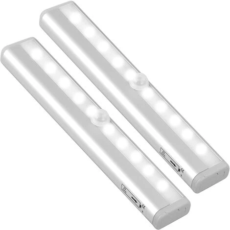 FLYME 2PCS LED Eclairage Placard Détecteur De Mouvement Avec Bande Magnétique, 10 LED Veilleuse Lumière De Placard à Piles, Éclairage D'Armoire, Éclairage Sans Fil Pour Cuisine, Escalier, Couloir 1 FLYME 2PCS LED Eclairage Placard Détecteur De Mouvement Avec Bande Magnétique, 10 LED Veilleuse Lumière De Placard à Piles, Éclairage D'Armoire, Éclairage Sans Fil Pour Cuisine, Escalier, Couloir