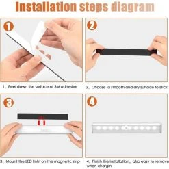 FLYME 2PCS LED Eclairage Placard Détecteur De Mouvement Avec Bande Magnétique, 10 LED Veilleuse Lumière De Placard à Piles, Éclairage D'Armoire, Éclairage Sans Fil Pour Cuisine, Escalier, Couloir 9 FLYME 2PCS LED Eclairage Placard Détecteur De Mouvement Avec Bande Magnétique, 10 LED Veilleuse Lumière De Placard à Piles, Éclairage D'Armoire, Éclairage Sans Fil Pour Cuisine, Escalier, Couloir -Promos Réglette & réglette LED Boutique 57482249 5
