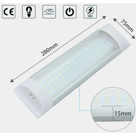 SWANEW 2X LED D'éclairage Intérieur Lampe D'appoint Cuisine Applique Murale Lampe D'armoire 12V DC Blanc - Blanche 2 SWANEW 2X LED D'éclairage Intérieur Lampe D'appoint Cuisine Applique Murale Lampe D'armoire 12V DC Blanc - Blanche – Image 2