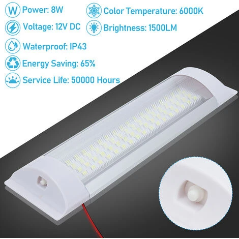 SWANEW 2X LED D'éclairage Intérieur Lampe D'appoint Cuisine Applique Murale Lampe D'armoire 12V DC Blanc - Blanche 3 SWANEW 2X LED D'éclairage Intérieur Lampe D'appoint Cuisine Applique Murale Lampe D'armoire 12V DC Blanc - Blanche – Image 3