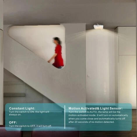 READCLY Plafonnier LED à Piles Avec Détecteur De Mouvement, Lampe Plafond à Pile Sans Fil, 180LM 4000K Plafonnier LED Eclairage Intérieur Pour Balcon Sous-sol Atelier Escalier Garde-Manger 3 READCLY Plafonnier LED à Piles Avec Détecteur De Mouvement, Lampe Plafond à Pile Sans Fil, 180LM 4000K Plafonnier LED Eclairage Intérieur Pour Balcon Sous-sol Atelier Escalier Garde-Manger – Image 3