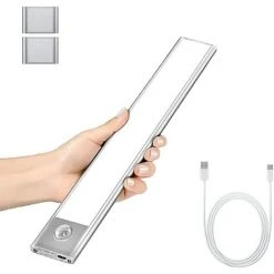 TANABATA Lampe De Placard LED, Portables Lampe Automatique D'Armoire, Lampe Détection De Mouvement, Magnétiques Réglette LED De Chargement USB Sans Fil, Adaptées Armoires, Cuisines, Escaliers, Couloirs