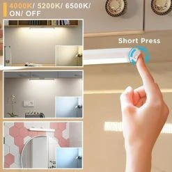 STARLIGHT LED Lampe Dimmable De Placard 34cm, SL.GT Lumière Réglette Led Ajustable Sous Meuble Cuisine Sans Fil à 3 Modes D'Eclairage 4000K-6500K 8 STARLIGHT LED Lampe Dimmable De Placard 34cm, SL.GT Lumière Réglette Led Ajustable Sous Meuble Cuisine Sans Fil à 3 Modes D'Eclairage 4000K-6500K -Promos Réglette & réglette LED Boutique 58462853 4