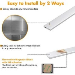 FR-LIFE BR-Vie Lampe De Placard 113 LED 60cm, Sans Fil, Rechargeable Par USB, Aimanté, Détecteur De Mouvement, 3 Modes D’Éclairage, Portable, Lumière De Placard, Baladeuse De Secours, 6000K, Argent [Classe énergétique G] -Promos Réglette & réglette LED Boutique 58701621 3