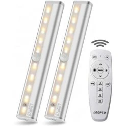 FVBJD Lampe Cuisine Led Cuisine Sous Meuble Lampe Sans Fil Télécommandées Spot Led Lumières LED Adhésives Pour Toute La Maison Avec Bandeau Magnétique/Timer Automatique On/Off, Argenté 2 Pièces