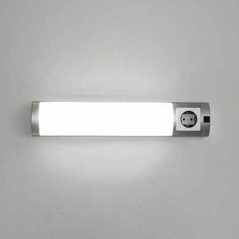 LICHT-ERLEBNISSE Applique Murale LED Avec Interrupteur Et Prise De Courant Blanc Froid à Faible éblouissement Pour La Cuisine - Argent 2 LICHT-ERLEBNISSE Applique Murale LED Avec Interrupteur Et Prise De Courant Blanc Froid à Faible éblouissement Pour La Cuisine - Argent – Image 2