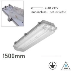 INTEC LIGHT Plafonnier étanche ATLANTIC Double Tube LED 2xT8 IP65 Polycarbonate 150cm